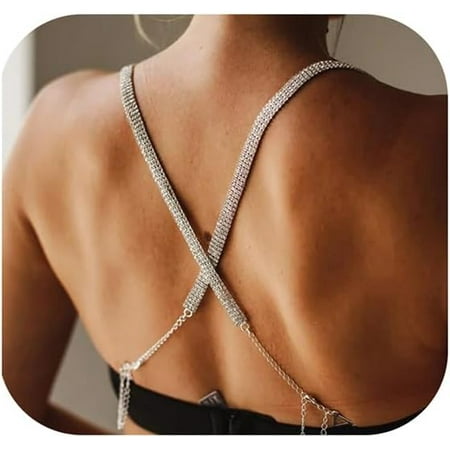 QIUYIDP 1Pair Luxury Rhinestone Bra Straps Multi-layered Rhinestones Bra Shoulder Chain Crystal Lingerie Straps Wedding Bridal Dress Underwear Chain for Women Jewelry
