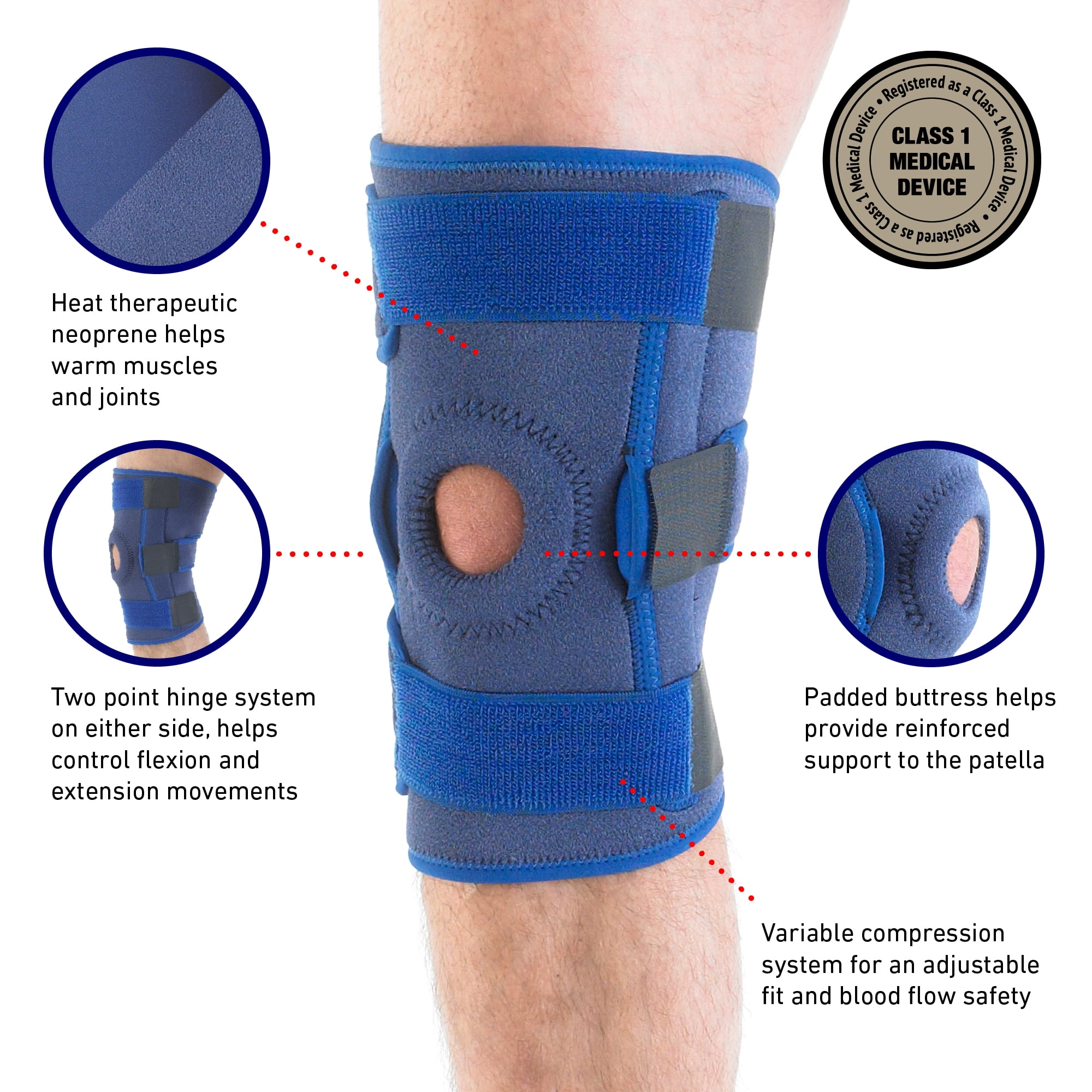 Neo G Hinged Knee Brace for Women and Men - Knee Support Open Patella for Joint Knee Pain Relief, Meniscus Tear, Arthritis, Rehabilitation, Strains, Sprains - Adjustable Compression - One Size