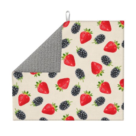 

Dish Drying Mat - Drying Matt Kitchen Counter berries Blueberry Print Absorbent Dish Mat Drying Kitchen Mat Drying Mat for Kitchen Counter Dish Drying Pad (9.06 x 8.27) inches