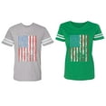 thumbnail image 1 of American Flag Matching Couple Cotton Jerseys (Men Heather / Women Green) (Men XXL / Women XXL), 1 of 3