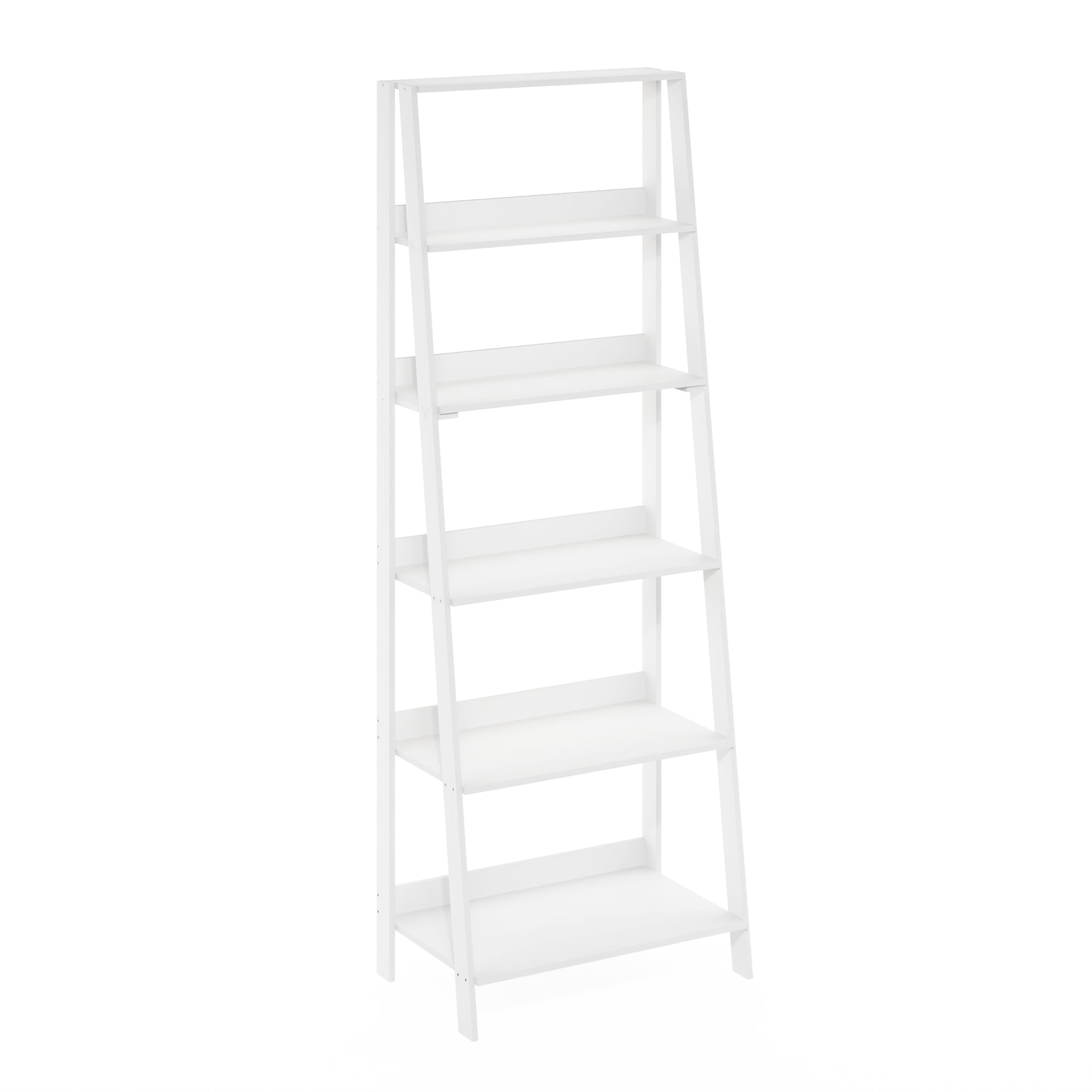 Furinno Ladder Bookcase Display Shelf in 6-Tier in White