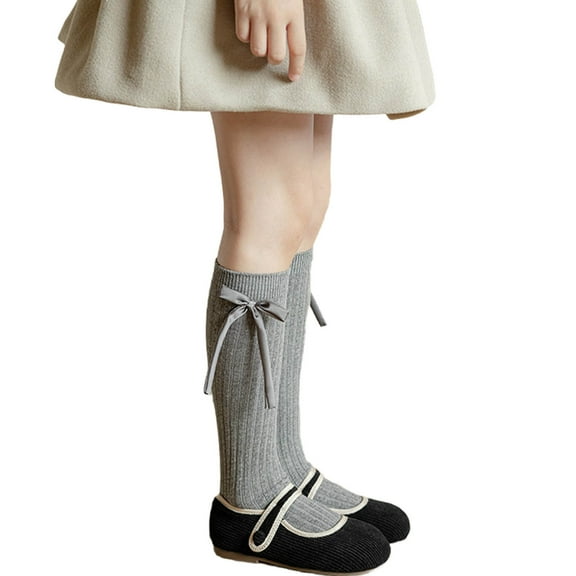 BFHHYA Kids Girl Knee High Socks Casual School Uniform Dress Socks Soft Long Tube for Daily School Classes 6-14Y