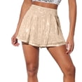 thumbnail image 6 of Miluxas Women's Sequin Skirt Sparkle Stretchy Bodycon Mini Skirts Party Club Short Dress with shorts Beige, 6 of 6