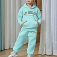 thumbnail image 6 of NIEWTR 4-5 Years Toddler Baby Kids Girls Clothes 2-Piece Outfit Set Fall Winter Round Neck Long Sleeve Casual Top and Joggers Pants Unisex Loungewear Set A136-Sky Blue, 6 of 7