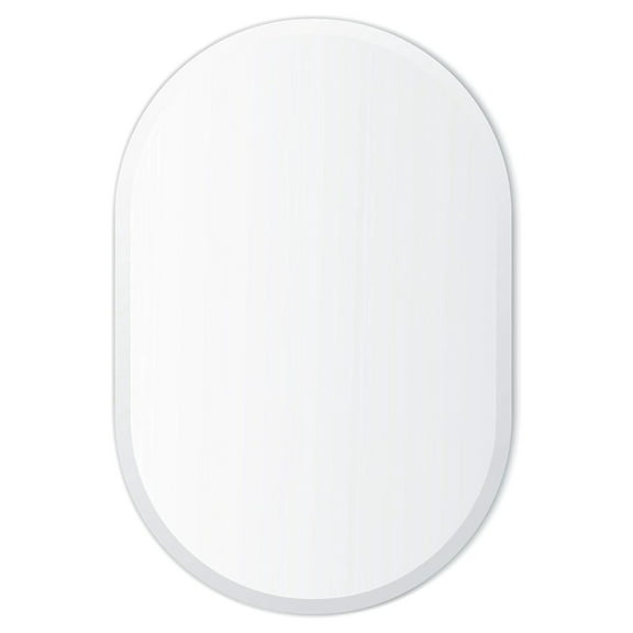Drevy 24" x 36" Frameless Contemporary Oval Mirror | 1" Beveled Edge | Bathroom Wall Mirror