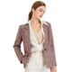 thumbnail image 2 of Blazers para mujer Chaqueta tipo blazer a cuadros con solapa con muesca Boyfriend borgoña XS, 2 of 6