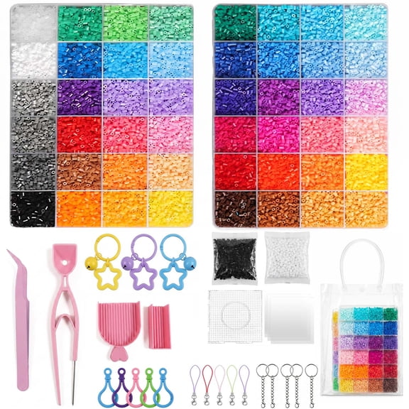 26000 2.6MM Mini Fuse Beads Set - 48 Colors,PVC Storage Bag,Melting Beads, Ironing Paper, Tweezers & Colorful Hooks,Arts and Crafts Supplies, Ideal Gift
