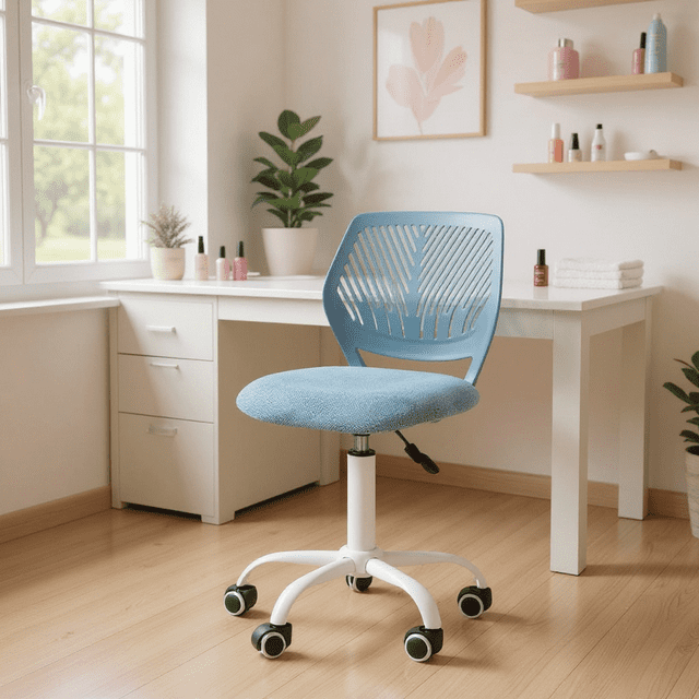 Homy Casa Salon Work Stool Ergonomic Adjustable Rolling Chair with Swivel Casters and Cushioned Seat for Beauty Studios Nail Salons and Home Spa Rooms