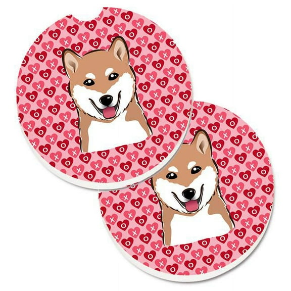 Shiba Inu Hearts Cup Holder Car Coasters - Set of 2