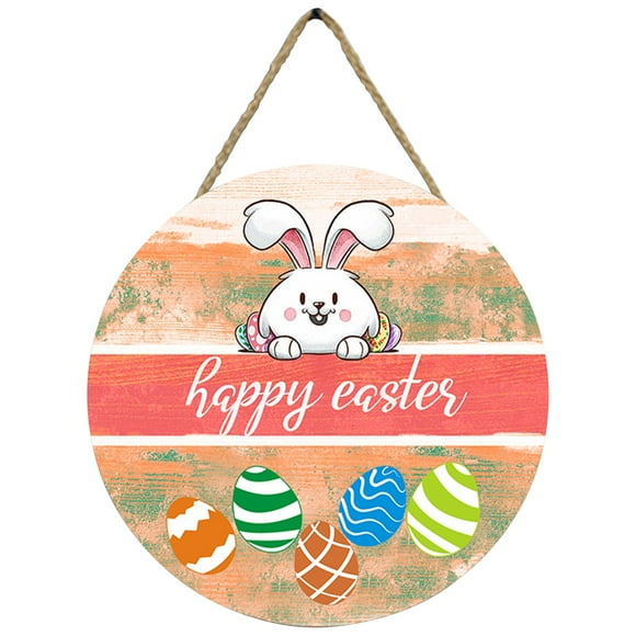 Home Decor Clearance Wall Decoration Wall Hanging Circular Easter Wooden Hanging Sign Home Decoration Wall Decoration Festival Atmosphere Door Sign Wood Sign