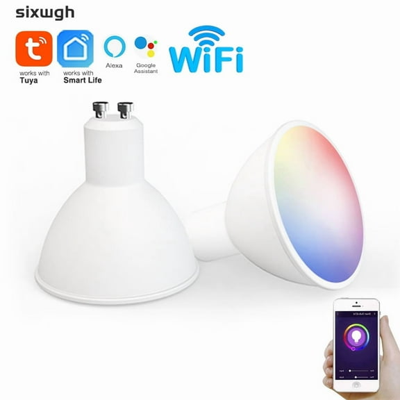 Tuya WiFi Smart LED Bulb GU10, RGB CCT Adjustable, Voice Control with Alexa & Google, Remote Control, Smart Timing, 5W LED Spot Light for Home Lighting