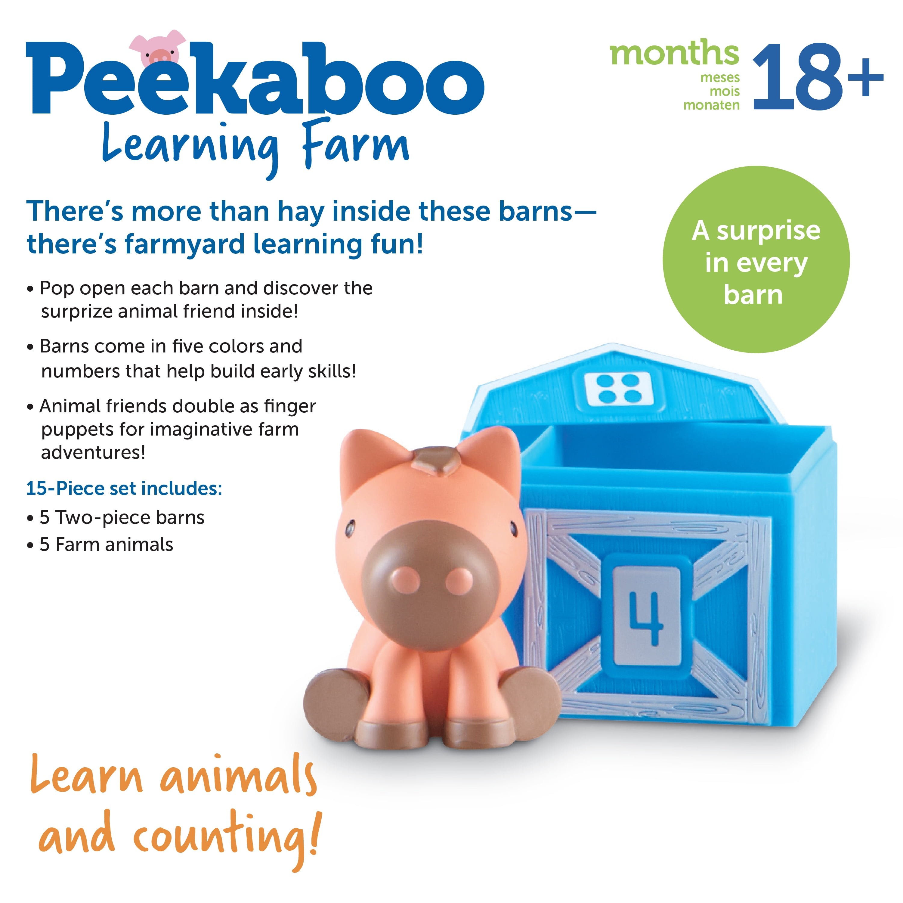 Learning Resources Peekaboo Learning Farm - Toddler Toys Activities, Ages 18 Months and Up