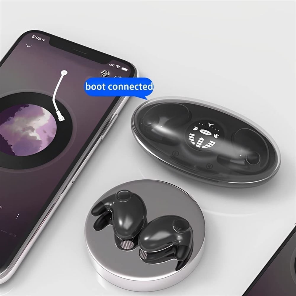Invisible Sleep Wireless Earphone Ipx5 Waterproof, True Wireless Earbuds Sense-Free to Wear Bluetooth 5.3 Headphones Touch Control with Wireless Charging Case