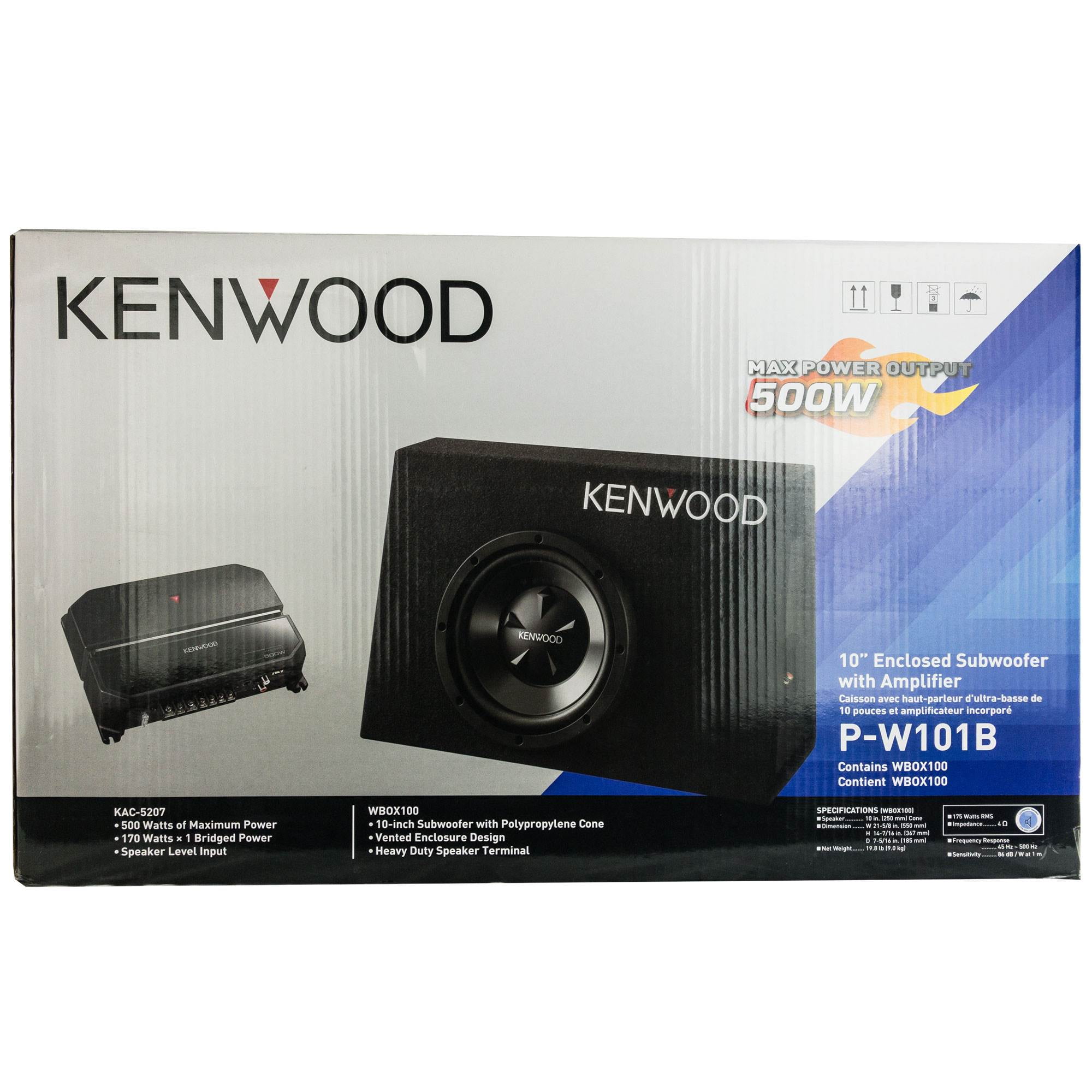 Car Subwoofers Kenwood P-W101B Vented Enclosure Box Subwoofer KAC-5207