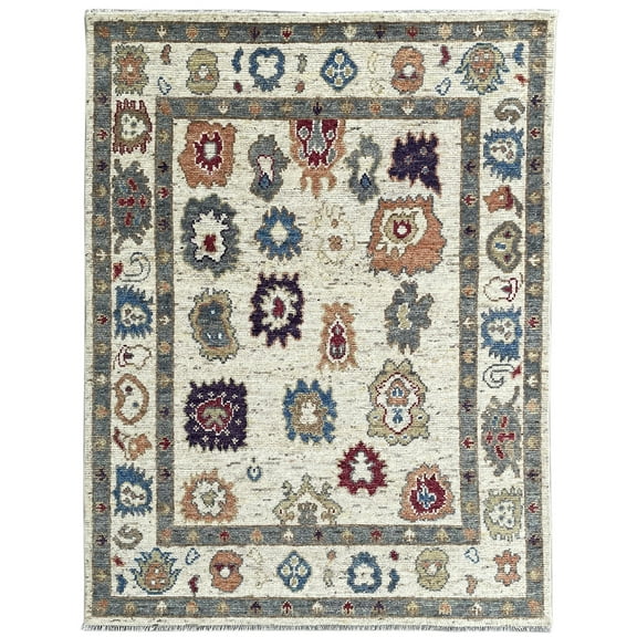 EORC IVORY Hand-Knotted Wool Modern Oushak Rug, 9' x 12'