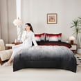 thumbnail image 4 of Homewish Red Paint Drip Background Twin Bedding for Adults, Gradient Lines Gothic Horror Bedding Comforter Set, Black Reversible, 7pcs, 4 of 7