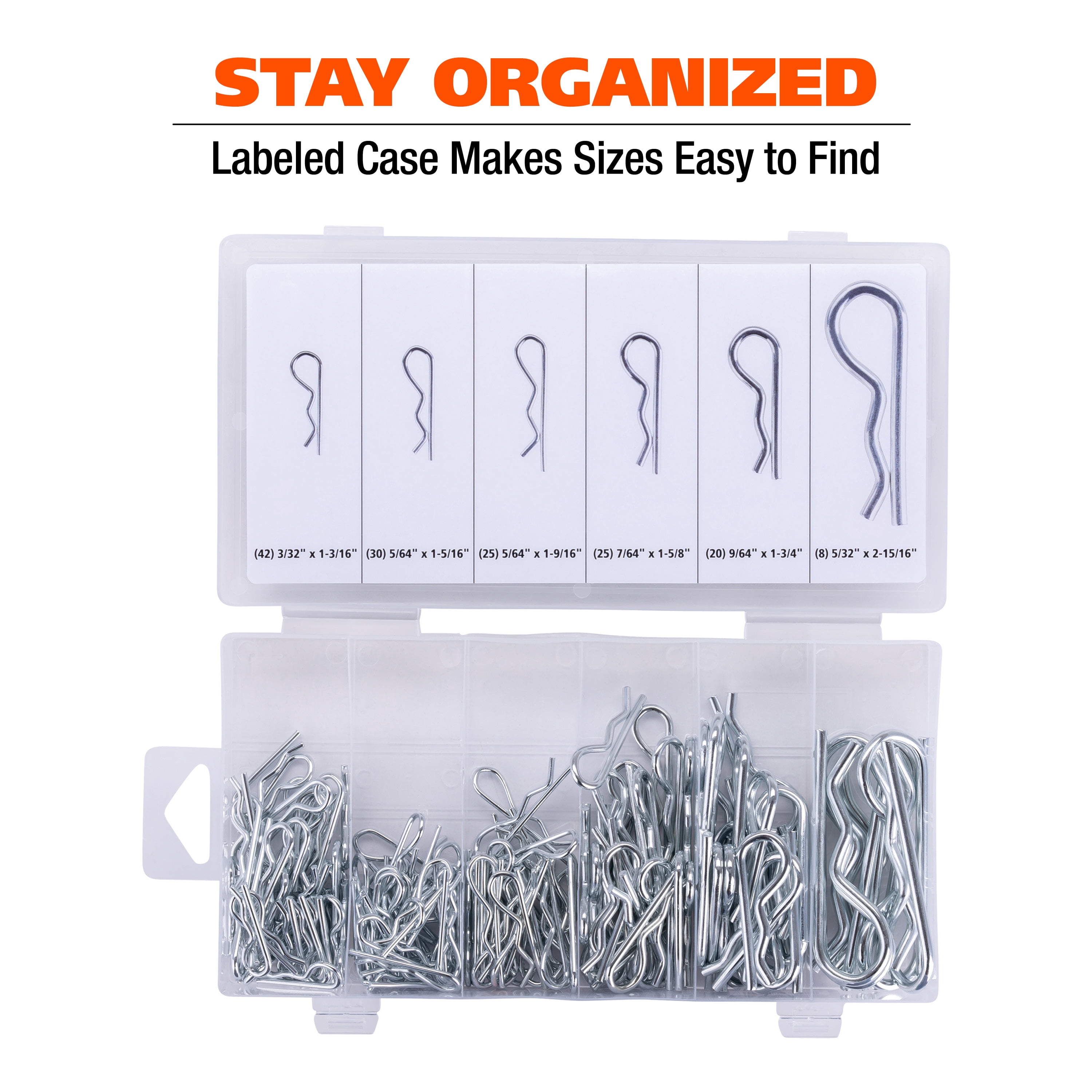 Great Neck Tools Hitch Clip Assortment, 150 Piece Set
