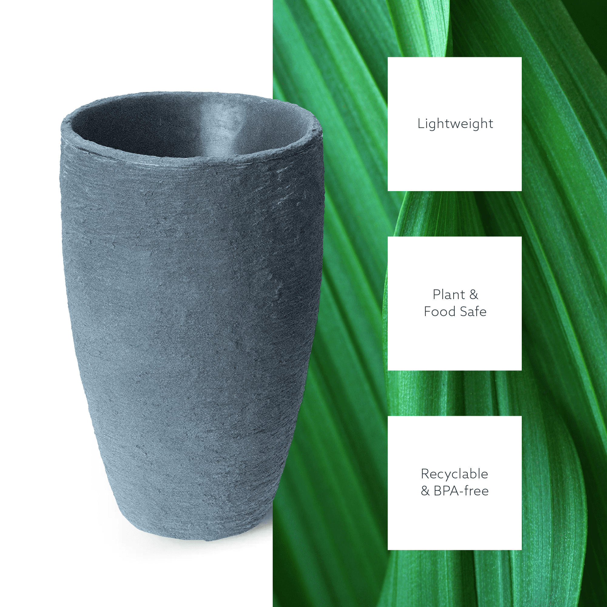 Algreen Products 87301 Athena 20.5" Self Watering Plastic Planter, Charcoalstone