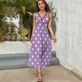 thumbnail image 3 of Light Purple And White Polka Dots Pattern Womens Night Club Maxi Dress V Neck Sleeveless Bohemia Long Dresses, 3 of 9