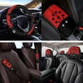 thumbnail image 4 of Yuyamidu Cute Ladybug Car Seat Cover Set of 14 Red Steering Wheel Cover Seat Belt Pads Head Rest Covers Cup Holder Cute Center Console Cover Keychain, 4 of 7