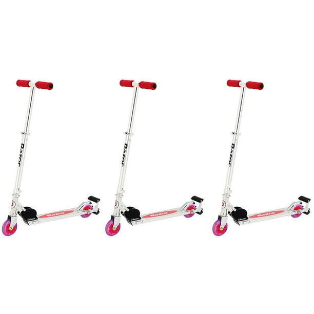 Razor Spark Kids Folding Scooter w/ Light Up Wheels & Spark Bar, Red (3
