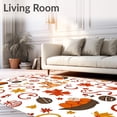 thumbnail image 2 of ODIKA 3'x5' Machine Washable Non-Slip Area Rug, Bewitched Tabby Embroidery Kit with Festive October Celebration Motifs High Traffic Rug with Pad, Orange, 647524, 2 of 8