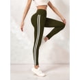 thumbnail image 4 of Women'S Yoga Lounge Leggings with Double Stripe Design, Comfort Fit, Non-See Through Green XL, 4 of 7