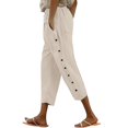 thumbnail image 2 of Uqiangy Lightweight Summer Pants Women Capris Pants For Women Linen Pants Women Linen Beach Pants Boho Pants For Women 2025 Elastic Waist Capri Pants For Women Cotton Pants For Women Beige L, 2 of 9