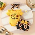 thumbnail image 2 of TOWED22 Newborn Infant Baby Girl Clothes Romper Shorts Set Floral Summer Outfits Cute Baby Girl Clothing(Yellow,6-9 M), 2 of 9