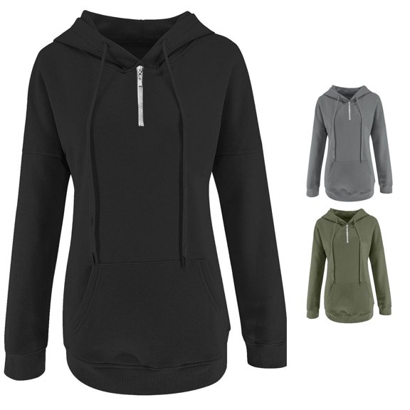 Yuhangmm Womens Hoodies Pullover Hoodies Sweatshirts Long Sleeve Casual Pullover Clothes with Pocket and Cozy Warm Material Black M