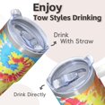 thumbnail image 4 of 20oz Travel Coffee Tumbler with Handle and Straw, Geometric Texture Stainless Steel Insulated Double Wall Mug, 4 of 5