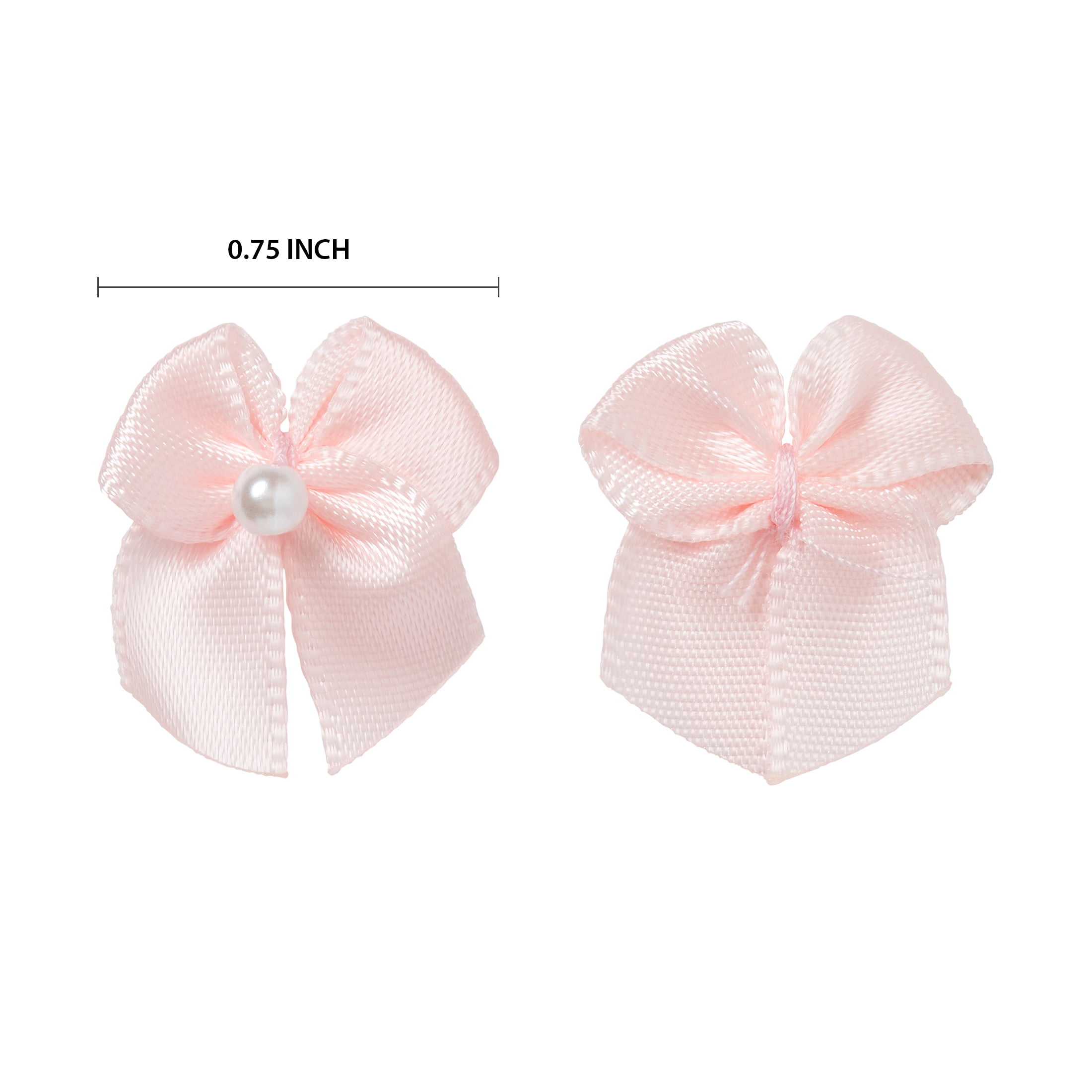 (2 pack) Offray Accessories, Light Pink, 5/8 inch, 2 Loop Bow with Pearl Accessory, 40 count, 1 Package