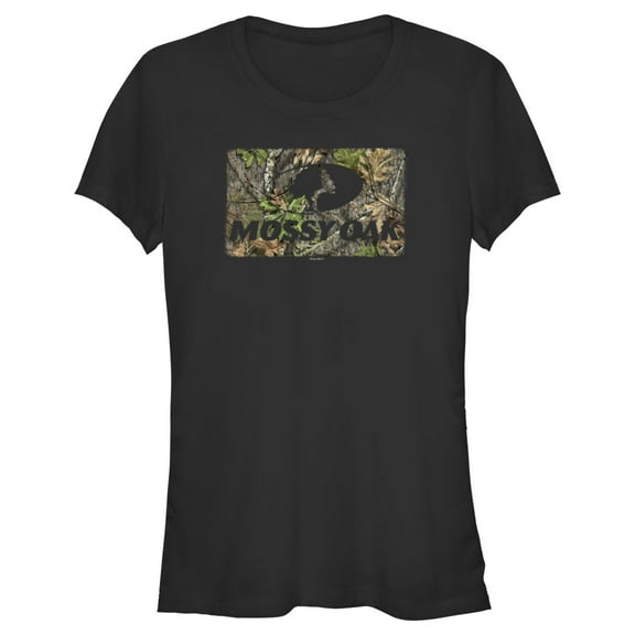 Junior's Mossy Oak Black In the Woods Logo Graphic Tee Black 2X Large