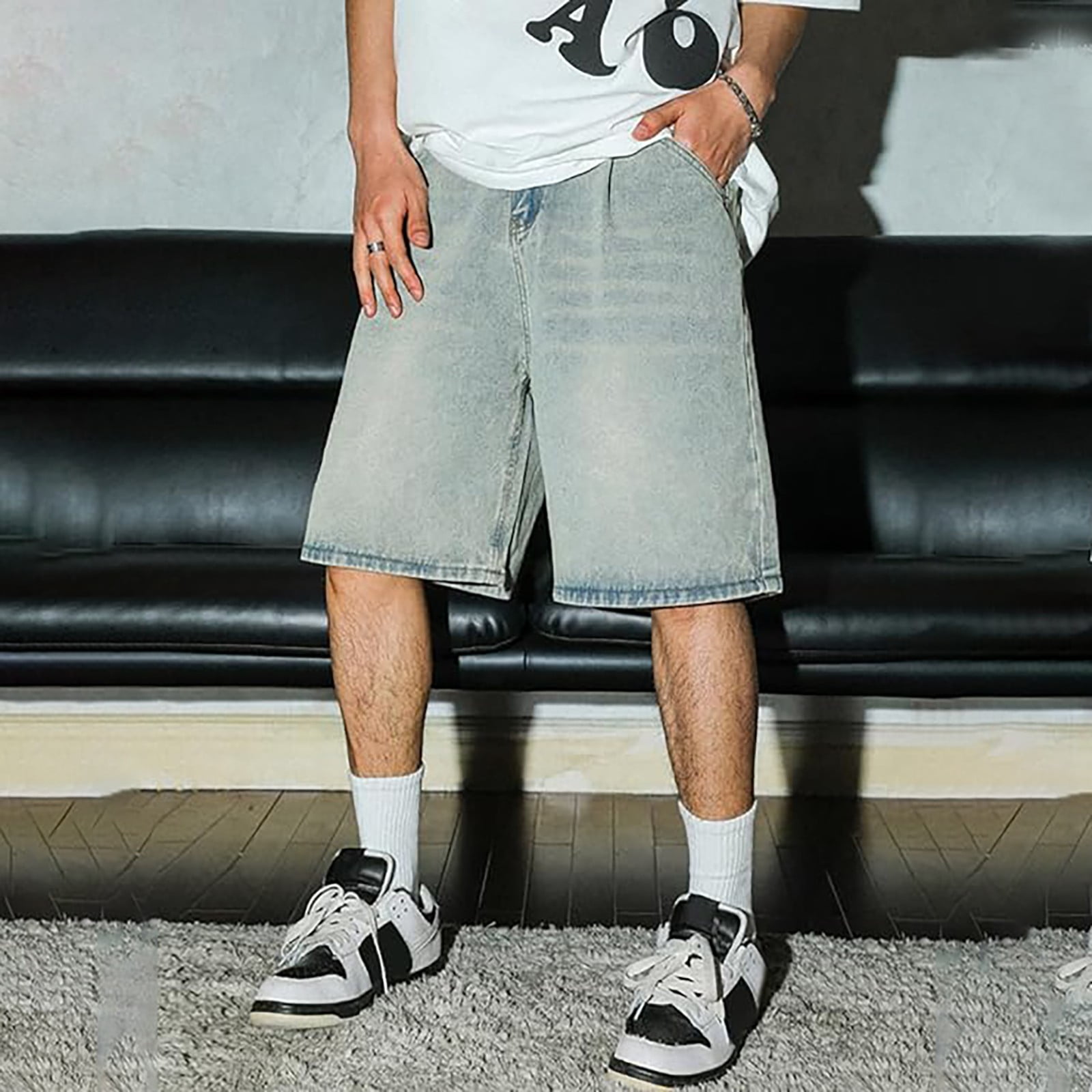 LGhxcb Men's Shorts Baggy Short Jeans Boys Baggy Jeans Boys