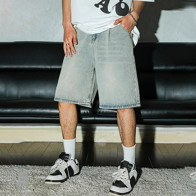 Men's Casual Shorts - Versatile Streetwear Baggy Denim Shorts for Everyday Comfort and Style