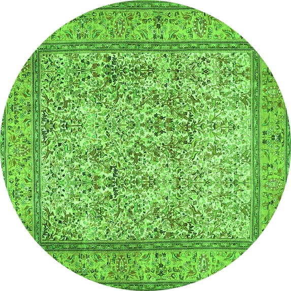 Ahgly Company Indoor Round Persian Green Traditional Area Rugs, 7' Round