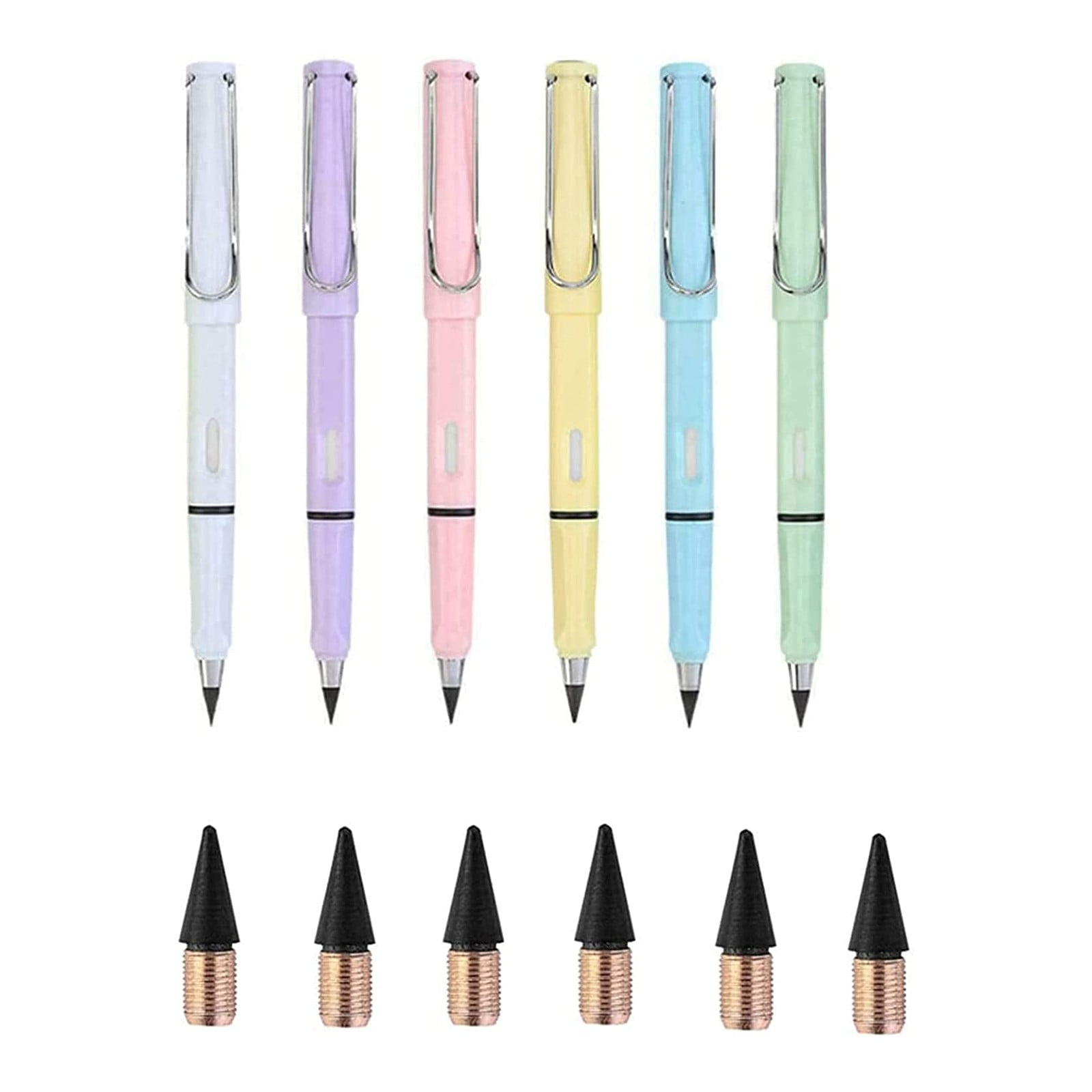 Forever store 6Pcs Everlasting Pencil, Inkless Pencil Eternal with 6pcs  Replacement Nibs, Inkless Pen Unlimited Writing Pencil, Reusable Erasable