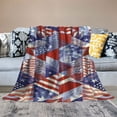 thumbnail image 2 of Shangniulu American Geometry Blanket Patriotic USA Flag Stars Stripes Super Soft Bedding Flannel Throw Blanket Microfiber Flannel Blankets Sofa Living Room Bedroom Warm Lightweight for Boys Girls, 2 of 6
