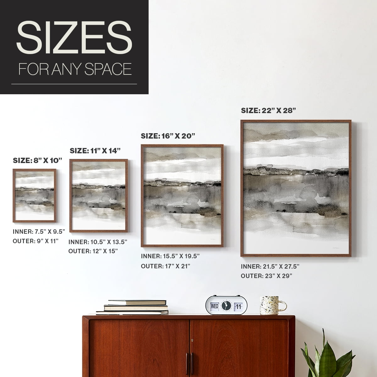 Neutral Harmony in Brown Solid Wood 8 x 10 Framed Print