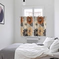 thumbnail image 4 of Burnt Orange Grey Black Flower Kitchen Curtains 63 Inch Length, Spring Floral Botanical Grommet Top Bedroom Living Room Curtains, Light Filtering Cafe Curtain Drapes 2 Panels Set 104''x63'', 4 of 9