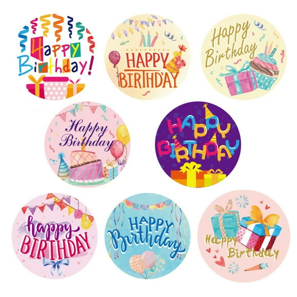 Happy Birthday Stickers Adhesive: 500PCS Round Sealing Labels Package Stickers