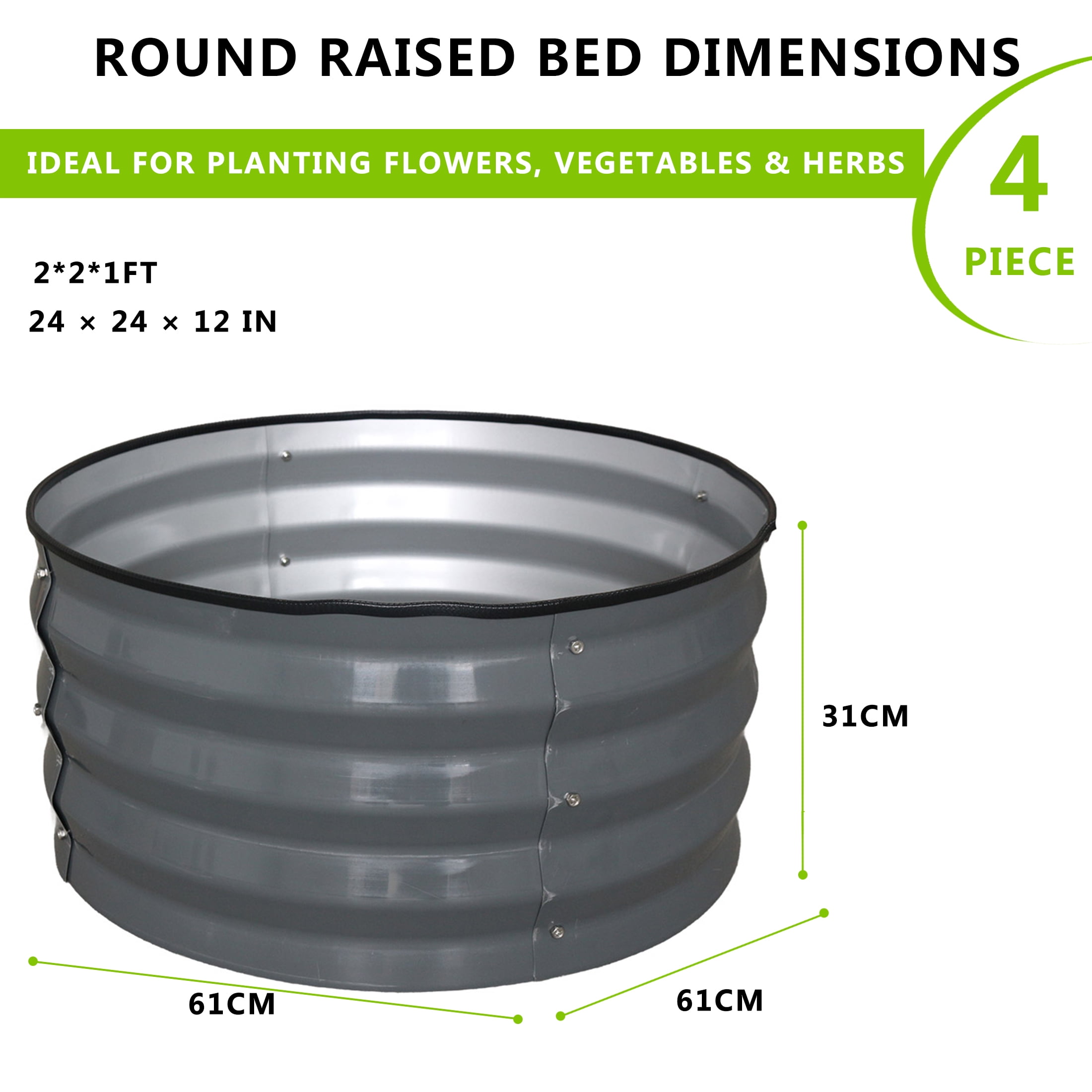4W Aluzinc-Magnesium Galvanized Steel Raised Garden Bed 2x2x1 ft, Rust-Resistant Metal Planter Box for Vegetables, Herbs & Flowers, Outdoor Gardening Use