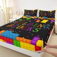 thumbnail image 3 of jejeloiu 3D Building Blocks Twin Sheet Sets,Bricks Rainbow Gradient Twin Fitted Sheet,Colotful Abstract Construction Flat Sheet For Boys,Luxury Bedroom Decor,3-Piece, 3 of 7