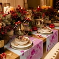 thumbnail image 2 of Pink Christmas Table Runner, White Xmas Tree Snowflakes Pink Balls Cotton Linen Tablecloth Holiday Farmhouse Table Decor for Home,Kitchen,Dining Room,Indoor,Outdoor,13X48 Inches Long, Winter, 2 of 7
