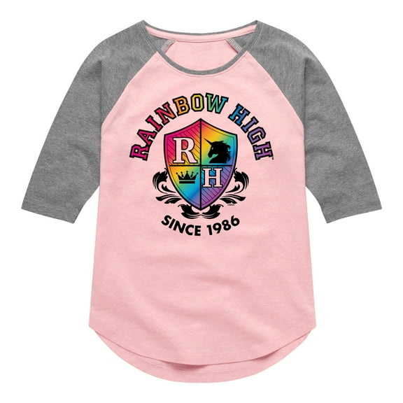 Rainbow High - School Crest - Toddler And Youth Girls Raglan Graphic T-Shirt