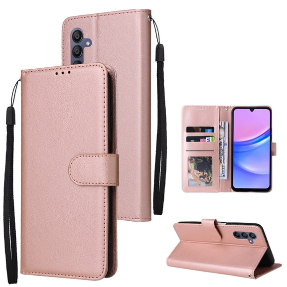 for Samsung Galaxy S26 PU Leather Case | Wallet Phone Case with Card Holder | Flip Folio Case/Cover with Stand | Compatible with Samsung Galaxy S26,Rosegold