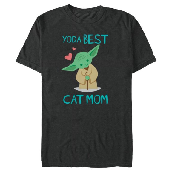 Star Wars Yoda Best Cat Mom Yoda Chibi Portrait Family- Short Sleeve Blended T-Shirt for Adults - Customized-Dark Heather