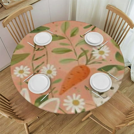 

nygtbtfer Round Fitted Tablecloth with Elastic Edge Abstract Rabbit Round Table Cover Home Decorative Tablecloth for Dining Table Dinner Party Family Gathering Fit for Round Tables 42-46