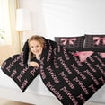 thumbnail image 3 of spefrowx Black Pink Bow Twin Comforter Sets for Girls, Watercolor Princess Letter Bedding Set, Black Reversible, 2-Piece, 1 Comforter and 1 Pillowcase, 3 of 6