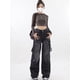 thumbnail image 4 of 2024 Nuevos pantalones vaqueros negros de pierna ancha con múltiples bolsillos de estilo callejero americano para mujer, monos rectos sueltos de estilo hip-hop Y2K para parejas, ropa de calle, 4 of 5